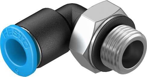 Festo 186269 push-in L-fitting QSML-G1/8-6 360° orientable, male thread with external hexagon. Size: Mini, Nominal size: 3,3 mm, Type of seal on screw-in stud: Sealing ring, Assembly position: Any, Container size: 10