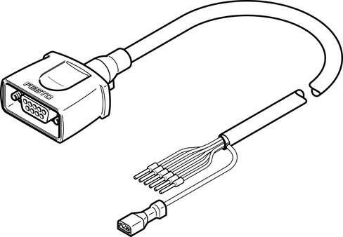 Festo 1450372 motor cable NEBM-S1G9-E-10-Q5-LE6 Suitable for servo motor EMMS-ST-... Cable identification: Without inscription label holder, Electrical connection 1, function: Field device side, Electrical connection 1, design: Angular, Electrical connection 1, connect