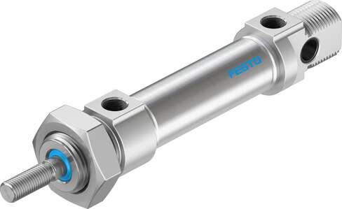 Festo 1908300 standards-based cylinder DSNU-20-30-PPS-A with self-adjusting pneumatic end position cushioning Stroke: 30 mm, Piston diameter: 20 mm, Piston rod thread: M8, Cushioning: PPS: Self-adjusting pneumatic end-position cushioning, Assembly position: Any