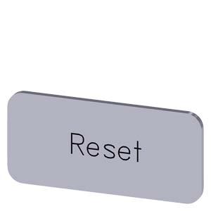 Siemens 3SU1900-0AC81-0DU0 Labeling plate for snapping on or gluing to label holder, label size 12.5x27mm, silver label, black font, with inscription: Reset