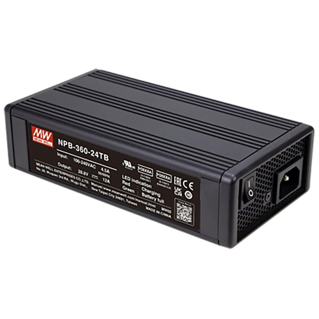 MEAN WELL NPB-360-48TB AC-DC Single output battery charger with PFC; 2 or 3 stage charging; Universal AC input; Output 57.6Vdc at 6A with terminal block