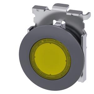 Siemens 3SU1061-0JB30-0AA0 Illuminated pushbutton, 30 mm, round, metal, matte, yellow, front ring for flush installation, momentary contact type