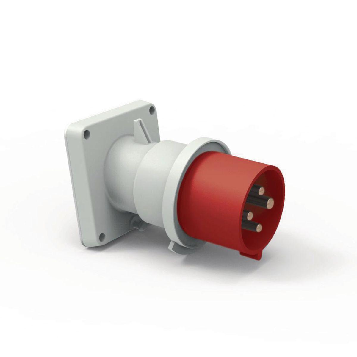 Hubbell C420B6SA Heavy Duty Products, IEC Pin and Sleeve Devices, Hubbell-PRO, Male, Inlet, 16/20 A  380-415 VAC, 3-POLE 4-WIRE, Red, Splash Proof  ; IP44 environmental ratings ; Impact and corrosion resistant insulated non-metallic housing ; Sequential contact engagement