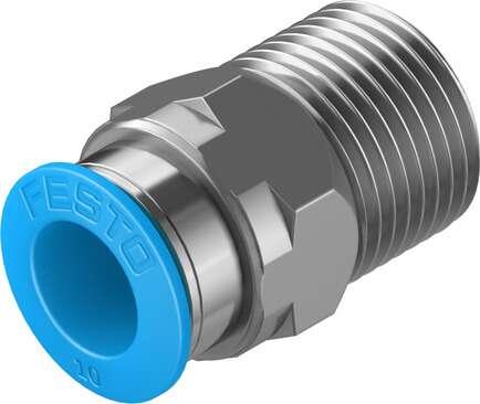 Festo 153008 push-in fitting QS-3/8-10 male thread with external hexagon. Size: Standard, Nominal size: 9 mm, Type of seal on screw-in stud: coating, Assembly position: Any, Container size: 10