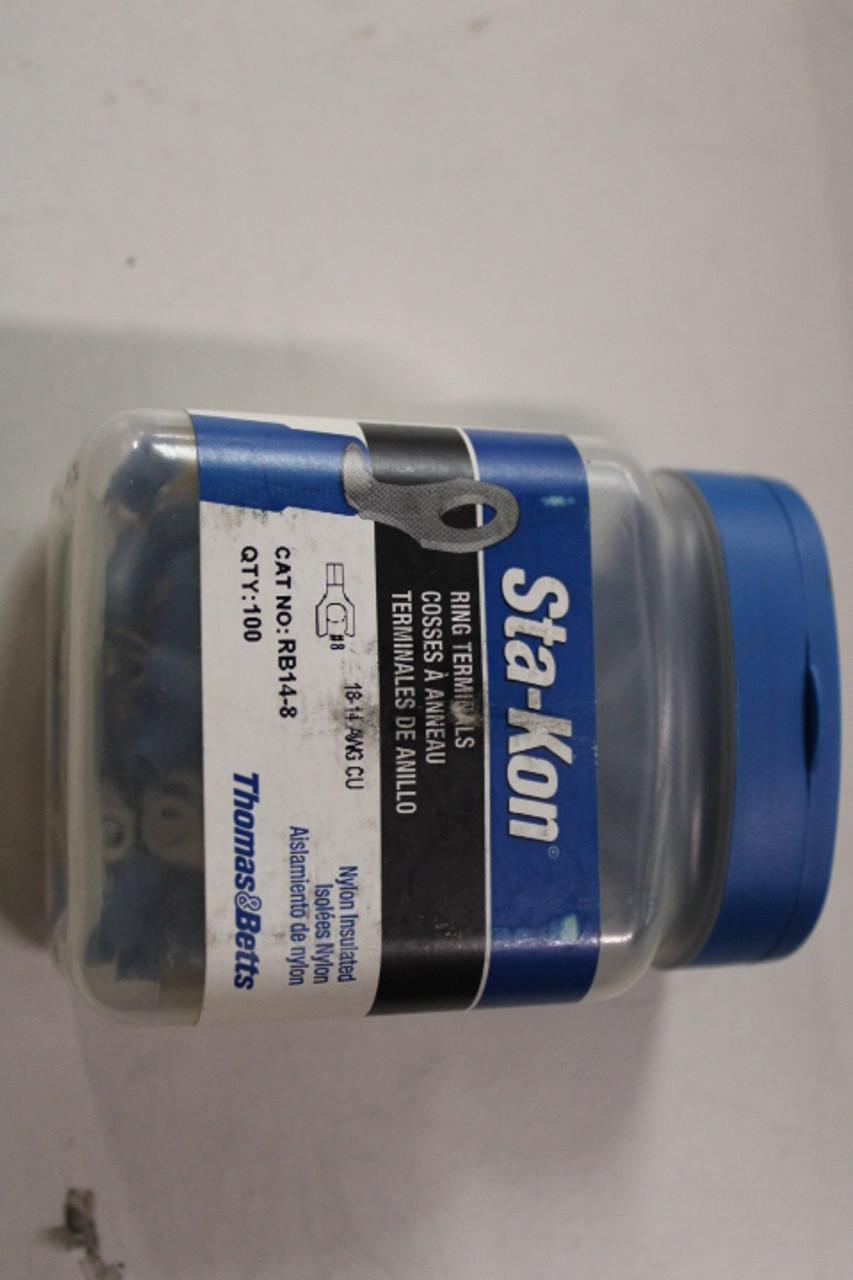 Thomas & Betts RB14-8 18 to 14 AWG, #8 Stud, 600 V, Blue, Tin Plated Copper, Nylon Insulated, Electrical