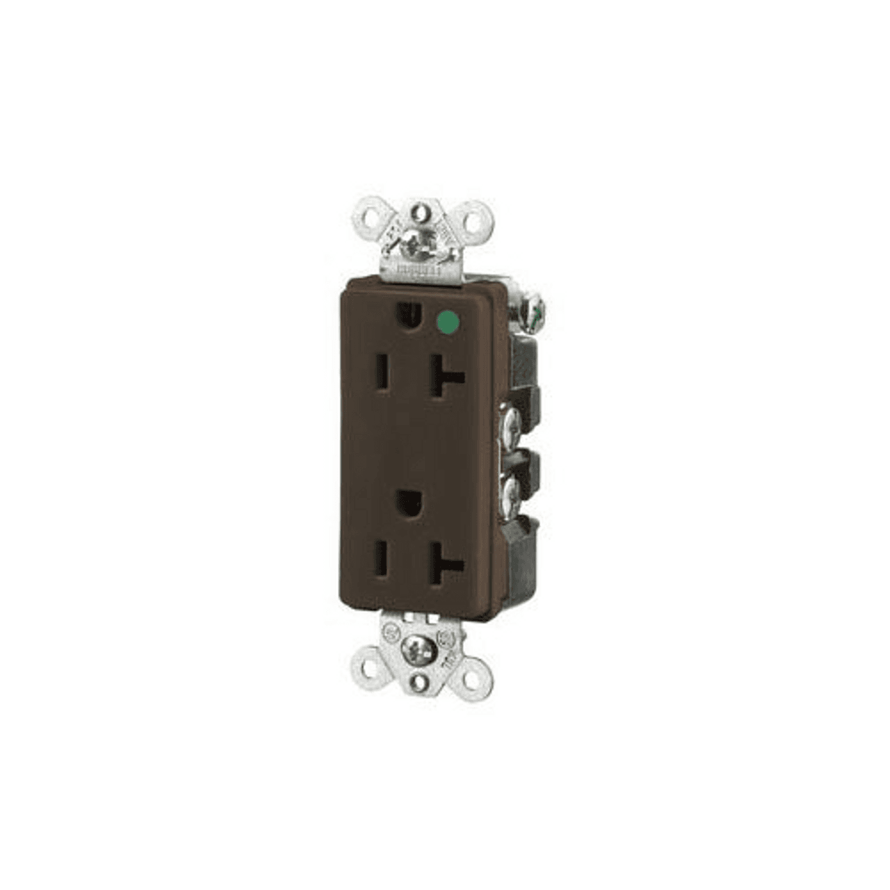 Hubbell HBL2182 Straight Blade Devices, Receptacles, Duplex, Hospital Grade, 2-Pole 3-Wire Grounding, 20A 125V, 5-20R, Brown, Single Pack.  ; Aesthetic Style Line� decorator design ; High impact resistant face ; Triple wipe contacts ; Standard, Self Grounding