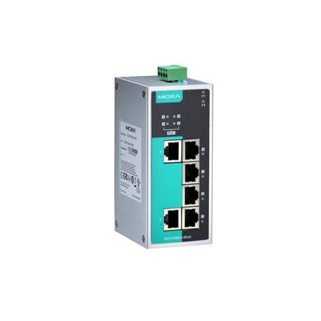 Moxa EDS-P206A-4POE Unmanaged Ethernet switch with 2 10/100BaseT(X) ports,4 PoE ports, -10 to 60°C operating temperature