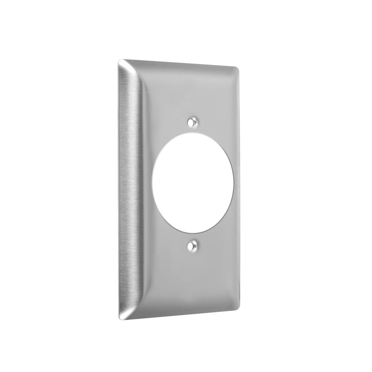 Hubbell WSS1-2 1-Gang Metal Wallplate, Standard, Single Receptacle 2.15 in., Stainless Steel  ; Easily primed and painted to match or complement walls. ; Won't bow, crack or distort during installation. ; Premium North American powder coat. ; Includes screw(s) in matchi