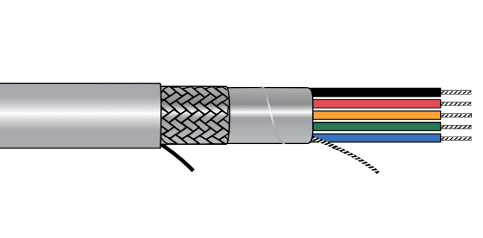 Alpha Wire 77209 SL005 Alpha EcoCable®  SupraShield Multiconductor Cable - 20 AWG 7 Conductor - Slate - 600V - 100 ft