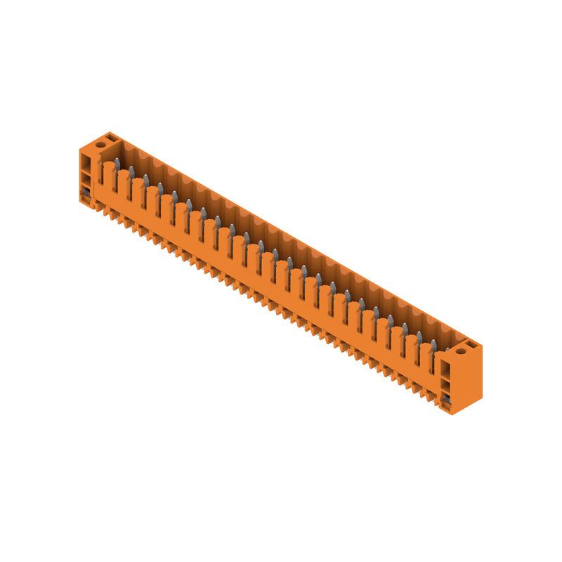 Weidmuller 1622250000 PCB plug-in connector, male header, Flange, THT solder connection, 3.50 mm, Number of poles: 24, 180°, Solder pin length (l): 3.2 mm, tinned, orange, Box