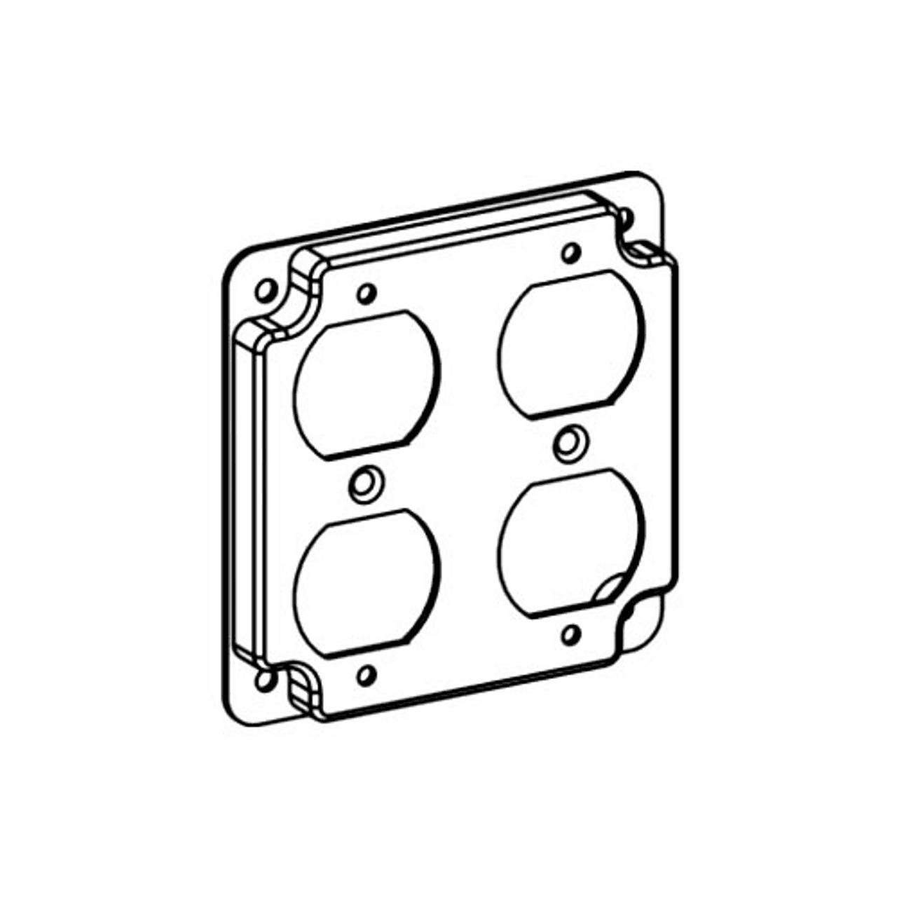 Orbit Industries 4422 RAISED 1/2”, 4” SQUARE (4S) 2 DUPLEX RECEPTACLES INDUSTRIAL COVER WITH CRUSHED CORNER