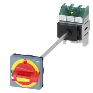 Siemens 3LD50100TK13 SENTRON, Molded case switch 3LD5 UL, Emergency switching-off, 3-pole, certified according to UL489 UL60947-4-1 and IEC60947-3, UL: 30A, SCCR 50kA at 480VAC, Operating power at 480VAC 3-phase: 20hp, IEC: 32A, Operating power at AC-23A at 400V: 15kW, floor mounting with door coupling rotary operating mechanism, defeatable, emergency switching 4-hole mounting of the handle, without tolerance compensation, incl. terminal covers for the infeed side