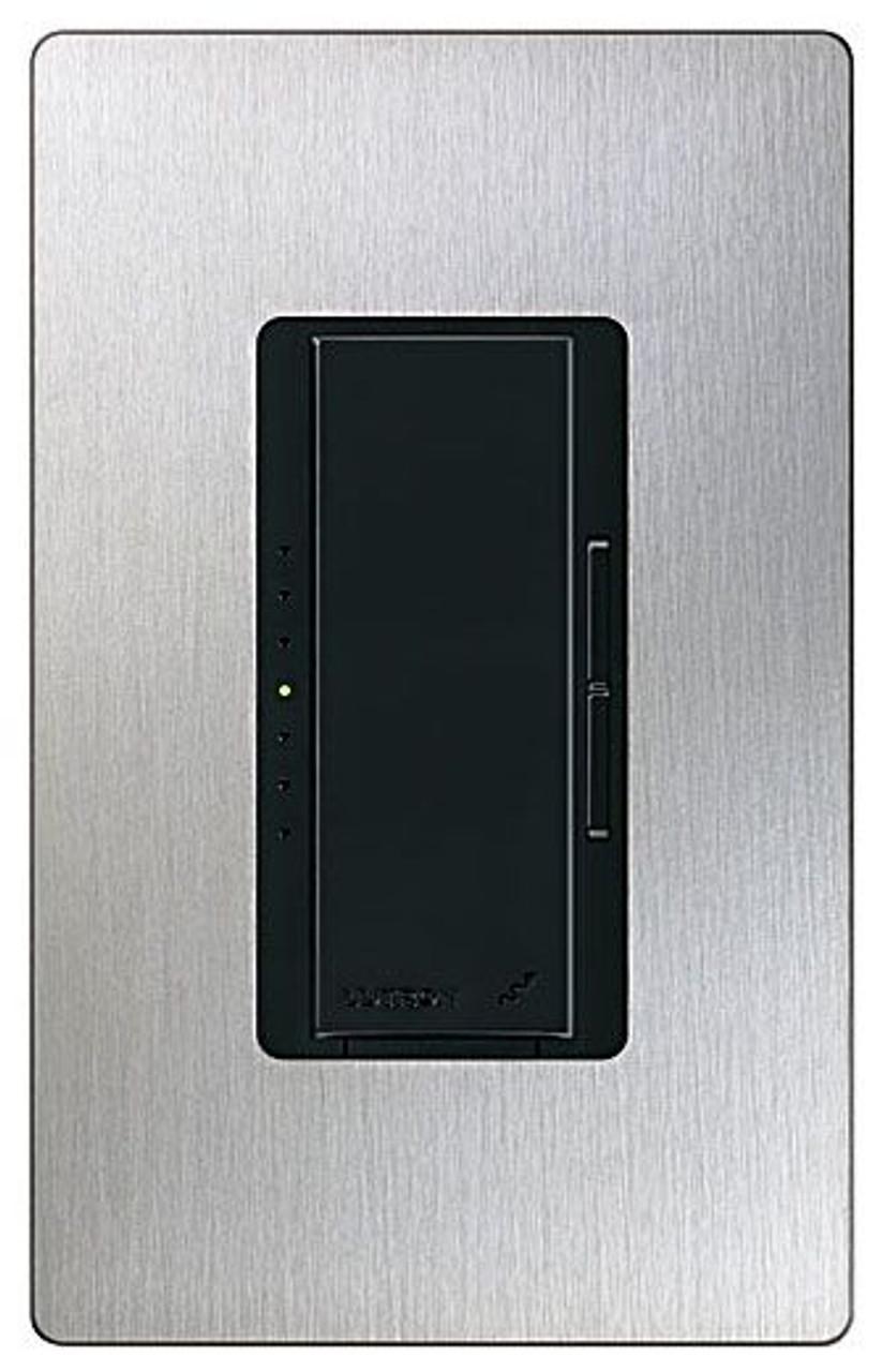 Lutron MRF2-F6AN-DV-BL 120/277 VAC 50/60 Hz, 6 A Fluorescent/LED Driver, Gloss Black, 1-Pole, 3-Wire, Multi-Location, Touch Rocker with Tap On/Off Switch, Fade to Off Switch, Digital Fade, Specification Grade, Neutral Wire, Wall Dimmer with Radio Frequency Receiver