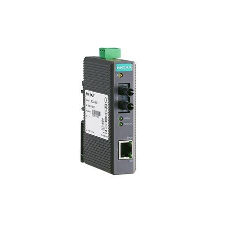 Moxa IMC-21-M-ST Industrial 10/100BaseT(X) to 100BaseFX media converter, multi-mode, ST connector