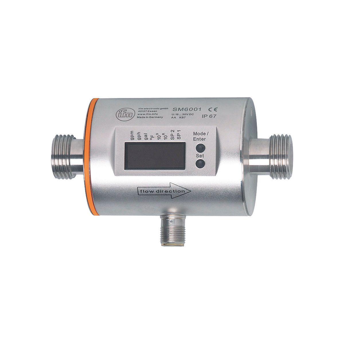 ifm Electronic SM6001 Magnetic-inductive flow meter, Number of inputs and outputs: Number of digital outputs: 2; Number of analog outputs: 1, Measuring range: 1.5...396 gph 0.03...6.6 gpm, Process connection: threaded connection G 1/2 DN15 flat seal, System: gold-plated contac