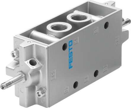 Festo 10166 solenoid valve JMFH-5-1/2 With manual overrides, without solenoid coils or sockets. Solenoid coils and sockets should be ordered separately. Valve function: 5/2 bistable, Type of actuation: electrical, Width: 52 mm, Standard nominal flow rate: 4500 l/min,