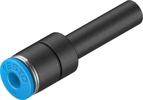 Festo 153041 push-in connector QS-6H-4 with push-in sleeve. Size: Standard, Nominal size: 2,5 mm, Assembly position: Any, Container size: 10, Design structure: Push/pull principle