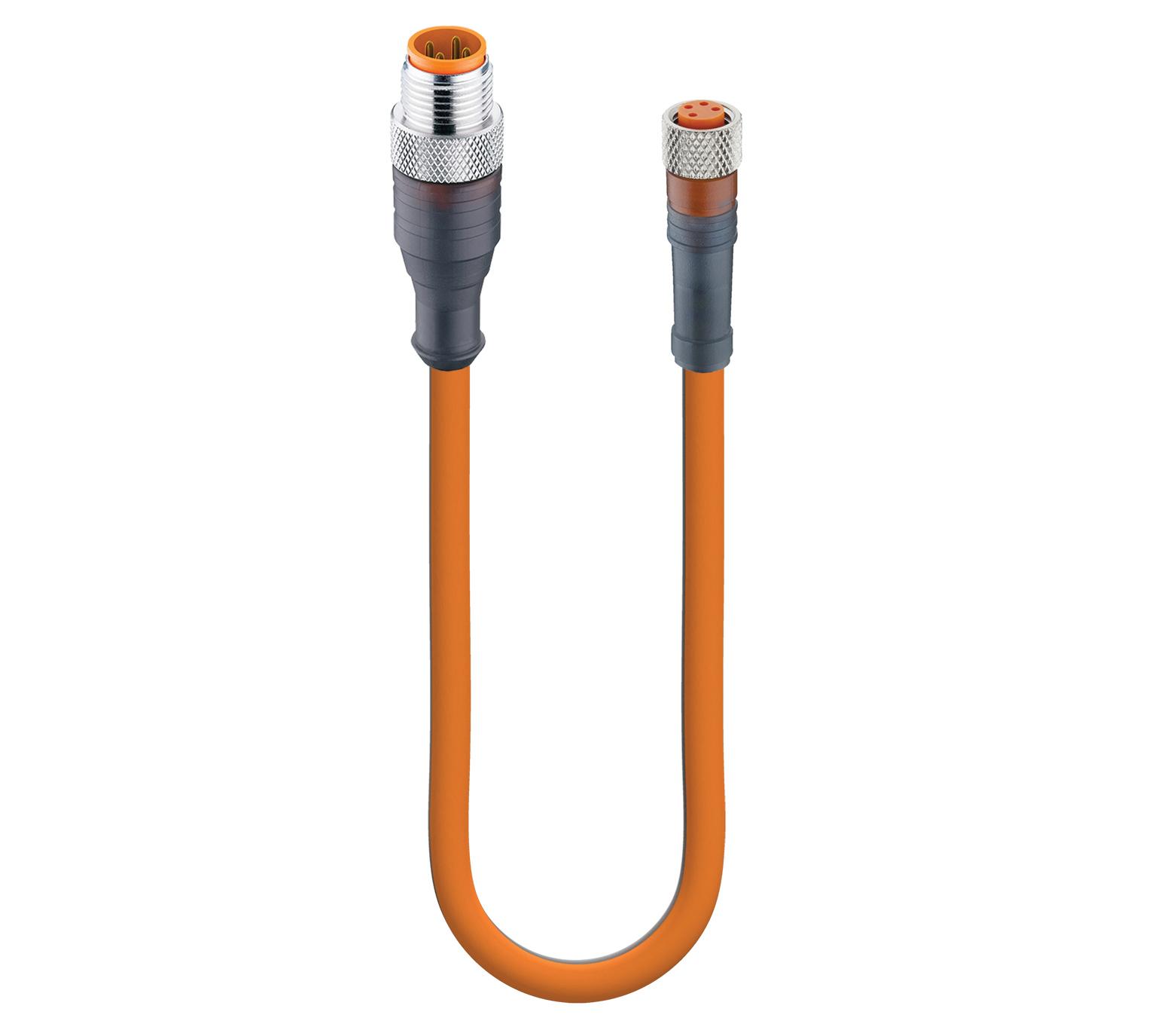 Belden 70608 Sensor/Actuator Double-Ended Cordset: Male straight A-coded translucent 4-pin M12 Standard connector to female straight A-coded translucent 4-pin M8 Standard connector, 30 V AC/DC, 4 A; PVC orange cable, 4-wires, 0.25 mm², RST 4-RKMV 4-07/2 M, 2 m