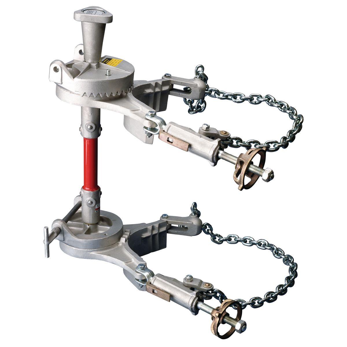 Hubbell C4021164 Pivot Base For 42" or 4' Platforms. Includes Two 30" Chain Binders With Self-Locking Handwheels And One Hinge Pin  ; Handwheel on top and interlocking teeth on two pivot plates provide simple, sure adjustment to work angle needed ; Two sizes vary in heigh