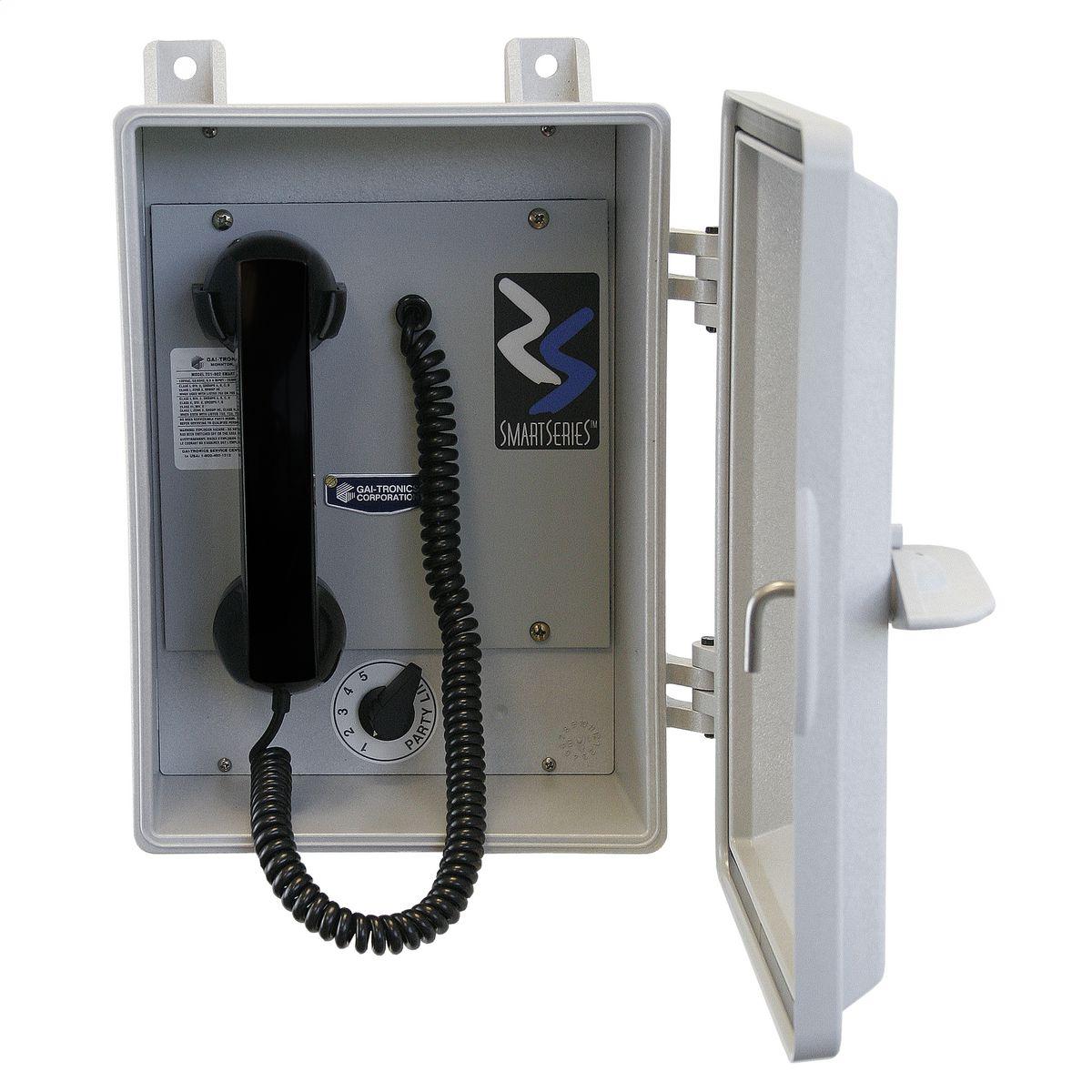 Hubbell 7305-822 Weatherproof Remote Terminal Unit (RTU), Multi-Party Line, NRTL Listed for USA and Canada Class I, Div. 2, Groups A, B, C, D; Consists of: 701-902 and 7335-005  ; Station off-hook status monitored ; Page and off-hook duration limited to prevent nuisance p