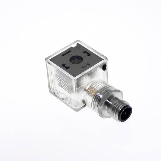 Mencom VAG-029-3401 Solenoid Valve Connectors, Receptacle, 3 Pole, Form A 18mm, with 4 Pole M12 Male Straight, 24V, 4A, LED w/MOV