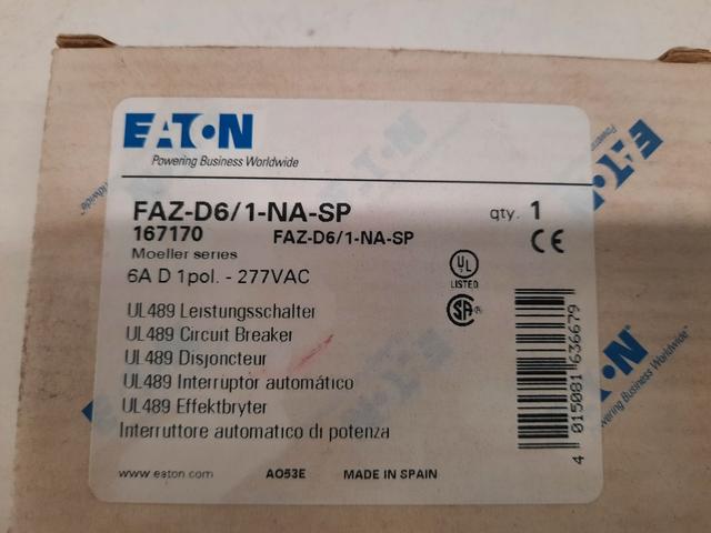 FAZ-D6/1-NA-SP Part Image. Manufactured by Eaton.