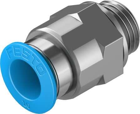 Festo 186101 push-in fitting QS-G1/4-10 male thread with external hexagon. Size: Standard, Nominal size: 8,5 mm, Type of seal on screw-in stud: Sealing ring, Assembly position: Any, Container size: 10