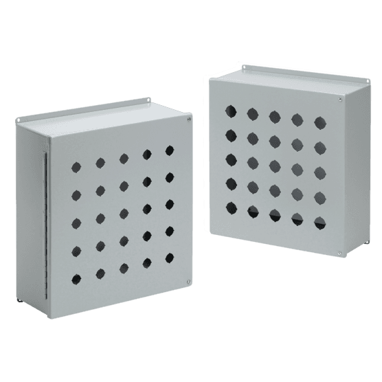 Hoffman E6PBY25M Extra-Large Pushbutton Enclosures, Type 12, 6PB x 22.5mm, Gray, Steel