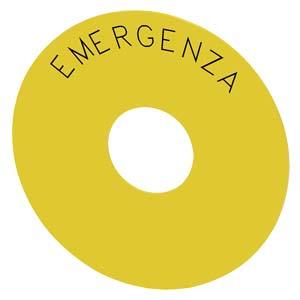 Siemens 3SU1900-0BC31-0JA0 Backing plate round, for EMERGENCY STOP mushroom pushbutton, yellow, self-adhesive, outer diameter 75 mm, inside diameter 23 mm, with inscription: EMERGENZA