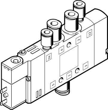 Festo 196885 solenoid valve CPE10-M1BH-5LS-QS-4 High component density Valve function: 5/2 monostable, Type of actuation: electrical, Width: 10 mm, Standard nominal flow rate: 180 l/min, Operating pressure: -0,9 - 10 bar