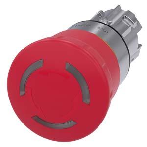 Siemens 3SU1051-1HB20-0AA0 EMERGENCY STOP mushroom pushbutton, illuminable, 22 mm, round, metal, shiny, red, 40 mm, positive latching, acc. to EN ISO 13850, rotate-to-unlatch