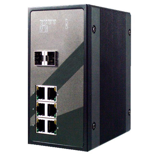 Mencom E45MS-8M3-2SFP-AC 8-Port Managed IEC 61850-3 Gigabit switch with 2 SFP ports, 100-240 VAC power input, Metal Housing