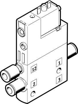 Festo 196889 solenoid valve CPE14-M1BH-3GLS-QS-6 High component density Valve function: 3/2 closed, monostable, Type of actuation: electrical, Width: 14 mm, Standard nominal flow rate: 510 l/min, Operating pressure: -0,9 - 10 bar