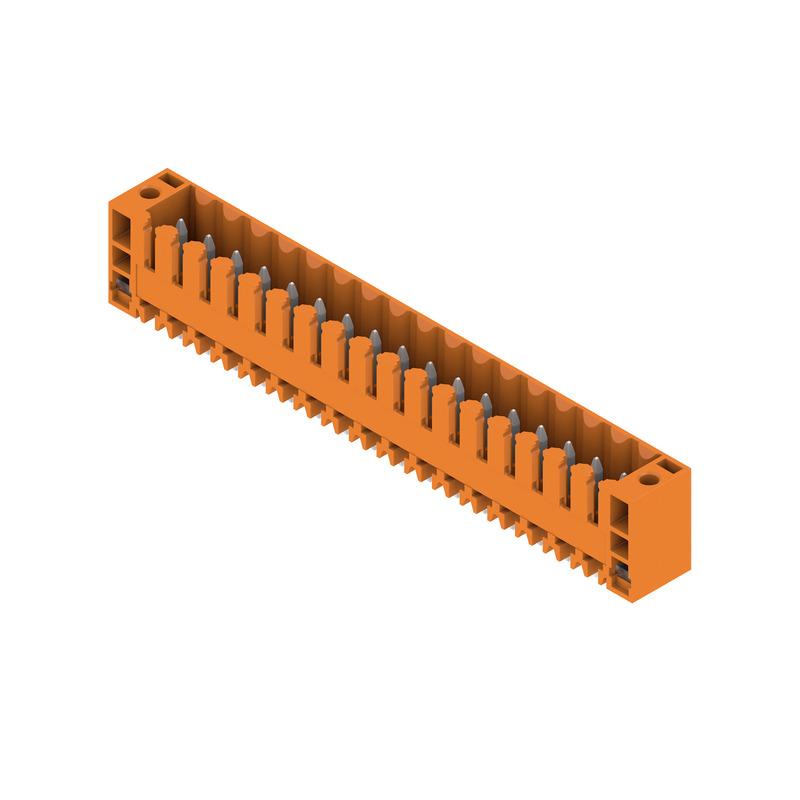 Weidmuller 1622180000 PCB plug-in connector, male header, Flange, THT solder connection, 3.50 mm, Number of poles: 17, 180°, Solder pin length (l): 3.2 mm, tinned, orange, Box