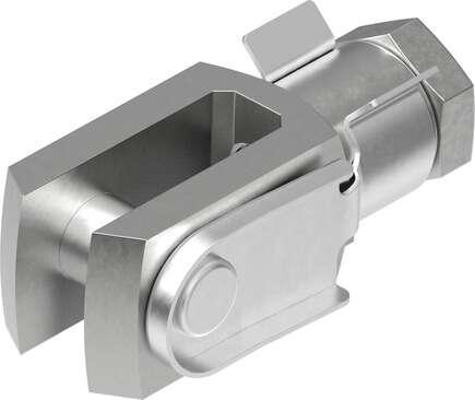 Festo 11128 rod clevis SG-1/4-28 with bolt and hex nut, for DNA cylinder. Size: UNF1/4-28, Based on the standard: (* DIN 71752, * ISO 8140), Corrosion resistance classification CRC: 1 - Low corrosion stress, Ambient temperature: -40 - 150 °C, Product weight: 25 g