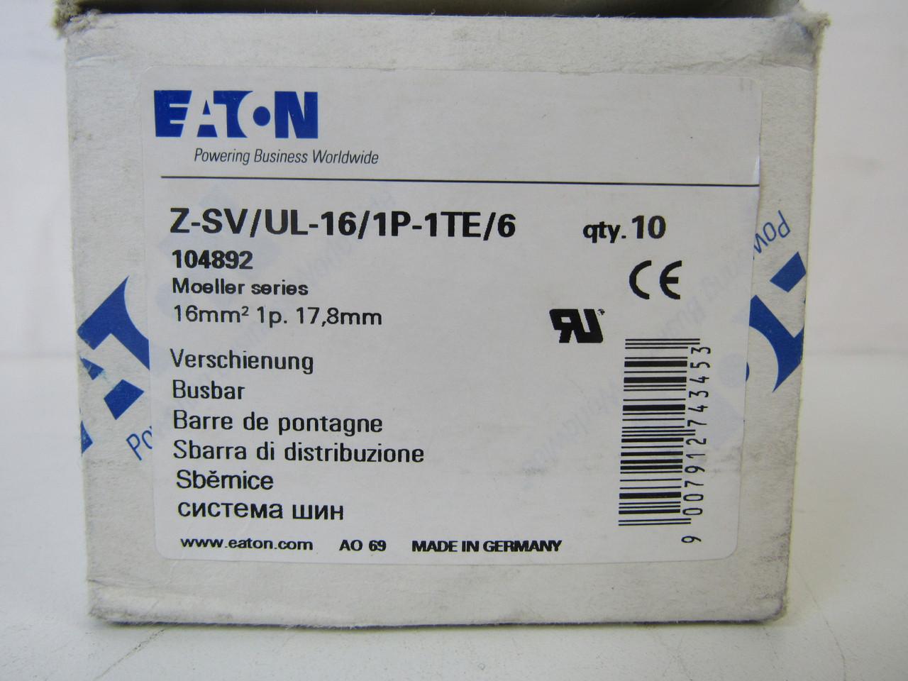 Eaton Z-SV/UL-16/1P-1TE/6 105 MM L, 16 Sq MM Cross Section, 690 V, 80 A, 1-Phase, 1-Pole, 6-Terminal, Pin Connection, Insulated