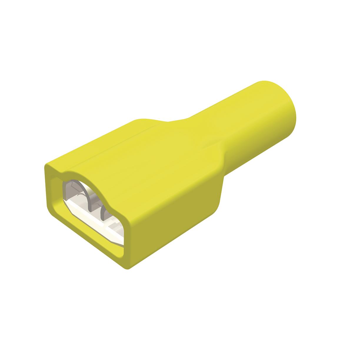 Hubbell FQN10M25X03D Fully Insulated Nylon Male Quick Disconnect For 12 - 10 AWG (.25 x .03).  ; Features: Fully Insulated Connectors: Eliminate The Need For Post Installation Insulation, Funnel Entry Barrel Opening: Assures Quick And Easy Wire Insertion, Dimpled Female Socke
