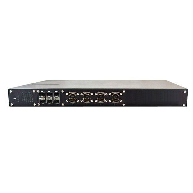Mencom RMSS-IND-6SFP-8DB9 Industrial 8-Port Rackmount Serial Device Server, IEC 61850-3 certified, 6 x Fast Ethernet SFP Slots, 8 x RS-232 DB9 Serial Ports, 24-48 VDC power input, Metal Housing
