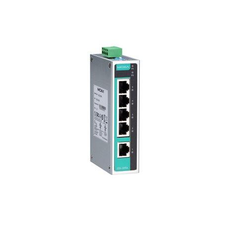 Moxa EDS-205A-T Unmanaged Ethernet switch with 5 10/100BaseT(X) ports, -40 to 75°C operating temperature