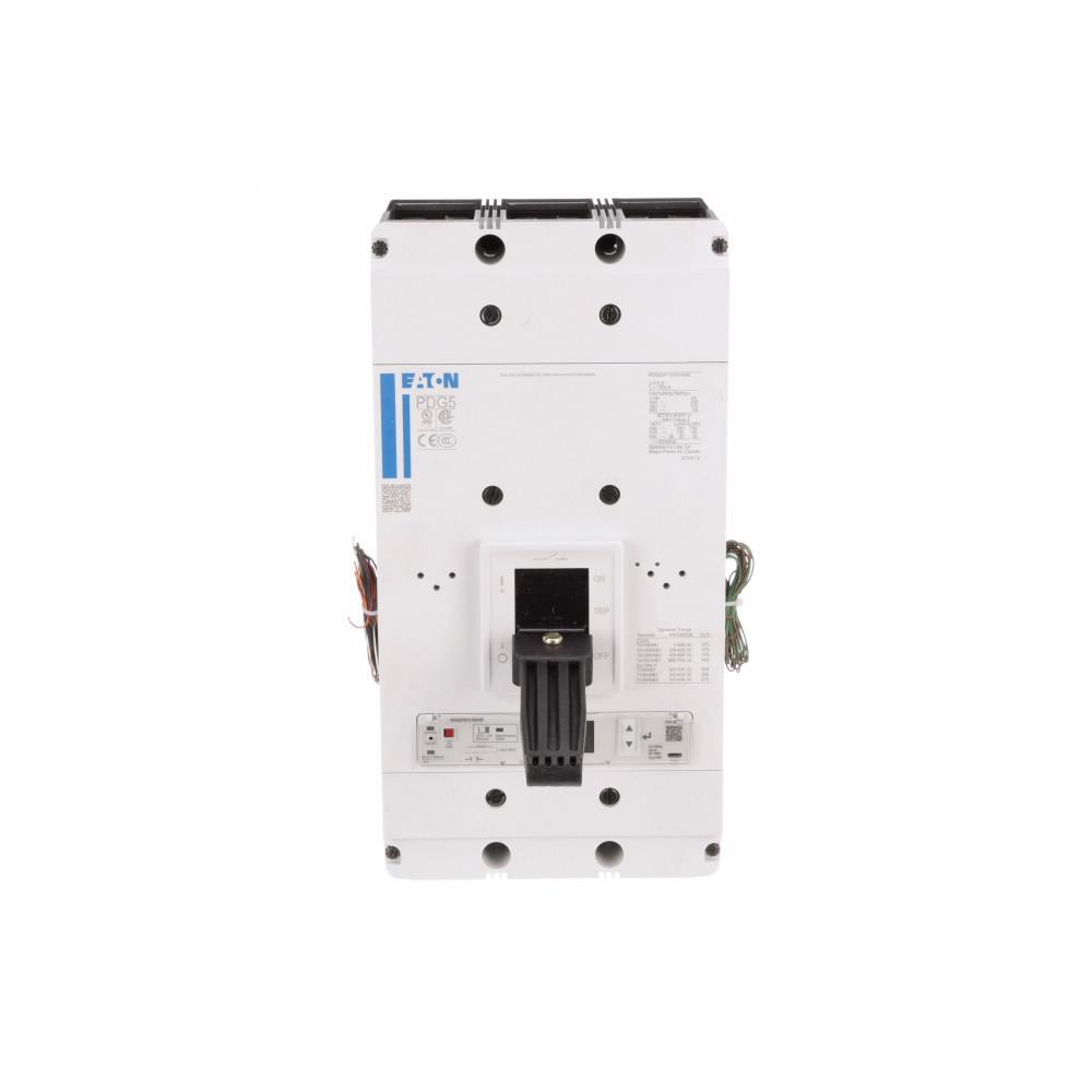 Eaton PDF53M0800P4WM Eaton Power Defense molded case circuit breaker, Globally Rated 100% UL, Frame 5, Three Pole, 800A, 65kA/480V, PXR25 ARMS LSI w/ Modbus RTU, ZSI and Relays, No Terminals (Metric Tapped Conductors)