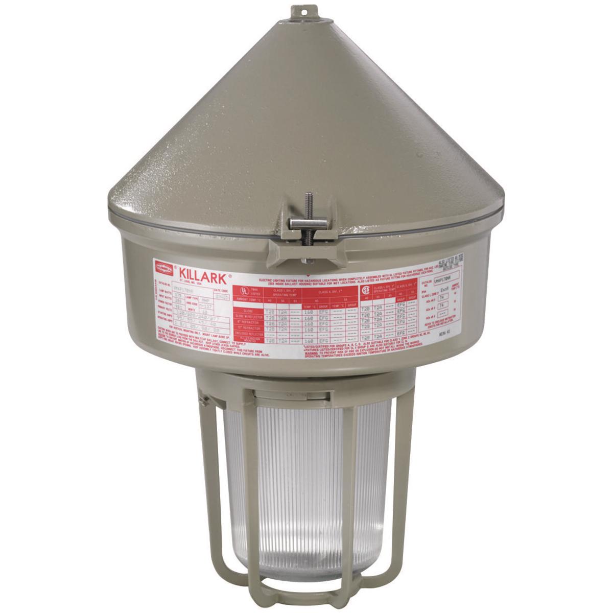 Hubbell VM3H105C2R5G VM3 Series - 100W Metal Halide 480V - 3/4" Cone Top - Type V Glass Refractor and Guard  ; Ballast tank and splice box – corrosion resistant copper-free aluminum alloy with baked powder epoxy/polyester finish, electrostatically applied for complete, unifor