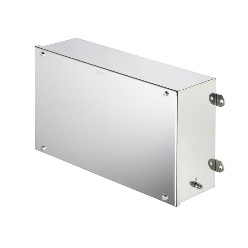 Weidmuller 1058870000 Klippon STB (Small Terminal Box), Empty enclosure, stainless steel enclosure, Height: 250 mm, Width: 400 mm, Depth: 130 mm, Material: Stainless steel 1.4404 (316L), electropolished, silver
