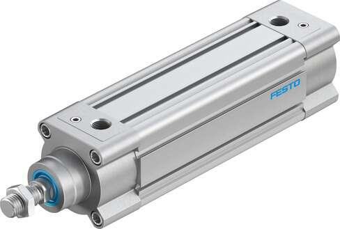 Festo 3657869 standards-based cylinder DSBC-63-150-D3-PPVA-N3 With adjustable cushioning at both ends. Stroke: 150 mm, Piston diameter: 63 mm, Piston rod thread: M16x1,5, Cushioning: PPV: Pneumatic cushioning adjustable at both ends, Assembly position: Any