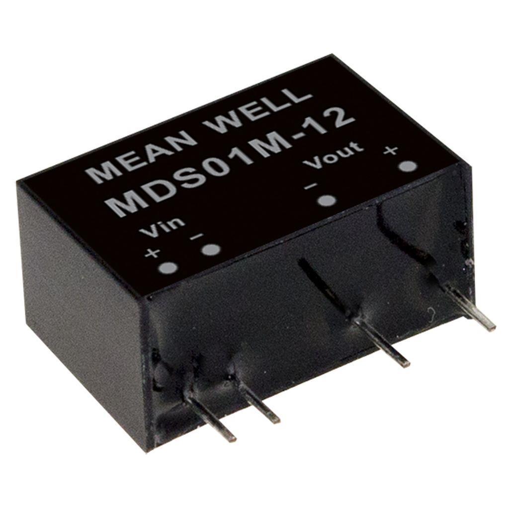 MEAN WELL MDS01N-05 DC-DC medical Converter PCB mount; Input 21.6-26.4Vdc; Single Output 5Vdc at 0.2A; SIP Through hole package; 2xMOPP