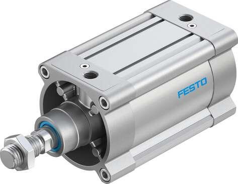 Festo 1804959 standards-based cylinder DSBC-125-80-PPVA-N3 With adjustable cushioning at both ends. Stroke: 80 mm, Piston diameter: 125 mm, Piston rod thread: M27x2, Cushioning: PPV: Pneumatic cushioning adjustable at both ends, Assembly position: Any