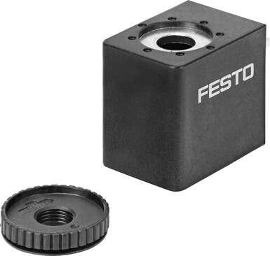 Festo 8030810 solenoid coil VACF-B-C1-5 Type C connection pattern, to EN 175 301, 12 V DC Assembly position: Any, Duty cycle: 100 %, Insulation class: H, Characteristic coil data: 12 V DC: 3.4 W, Permissible voltage fluctuation: +/- 10 %