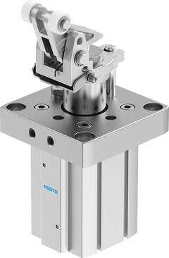 Festo 8085909 stopper cylinder DFST-63-30-DL-Y4-A-G2 Stroke: 30 mm, Piston diameter: 63 mm, Cushioning: (* P: Flexible cushioning rings/plates at both ends, * Shock absorber, adjustable, at front), Assembly position: Vertical, Mode of operation: double-acting