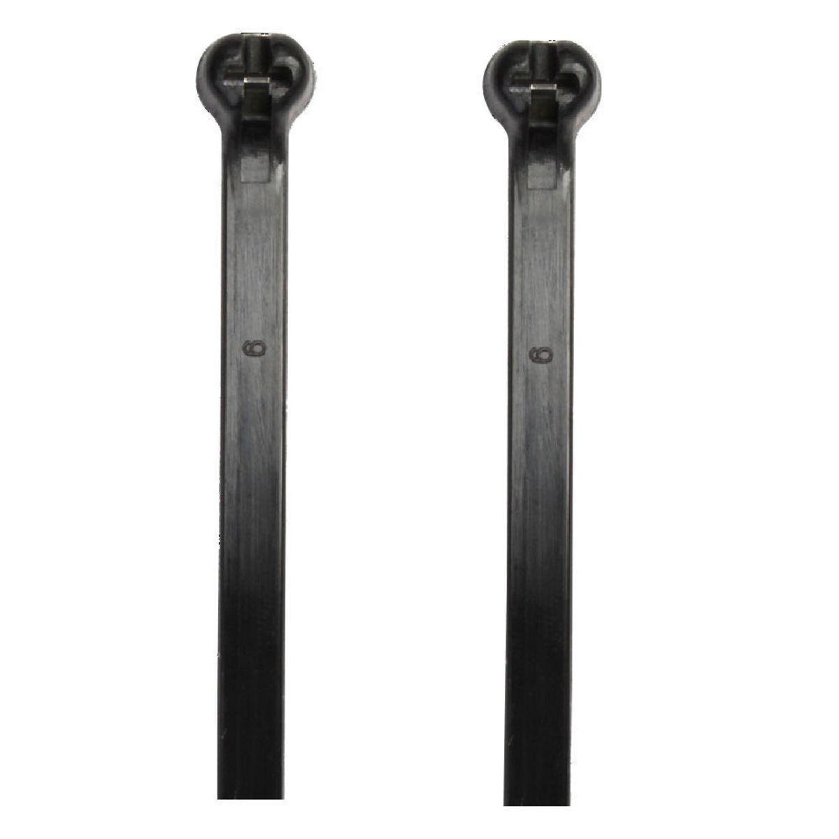 Hubbell CT120400SSBL0 Nylon Stainless Steel BARB Cable Ties, 15.75 IN L, .39 IN W, Tensile Strength: 120 Lbs,Color:Black.  ; Stainless Steel Barb Tie ; Nylon 6/6 Standard, Self-locking stainless steel barb,Maximum strength and adjustability for versatility