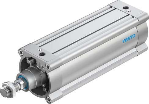 Festo 1804964 standards-based cylinder DSBC-125-250-PPVA-N3 With adjustable cushioning at both ends. Stroke: 250 mm, Piston diameter: 125 mm, Piston rod thread: M27x2, Cushioning: PPV: Pneumatic cushioning adjustable at both ends, Assembly position: Any