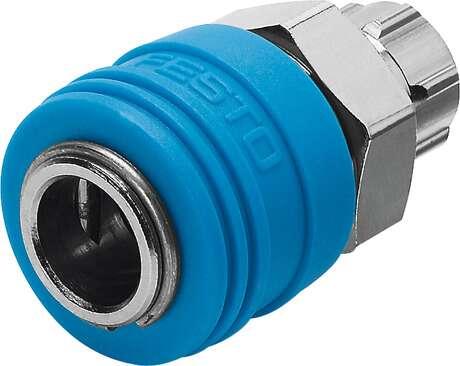 Festo 531639 coupling socket KD4-CK-6 Self-closing Nominal size: 4,9 mm, Operating pressure complete temperature range: -0,95 - 12 bar, Standard nominal flow rate: 432 l/min, Operating medium: Compressed air in accordance with ISO8573-1:2010 [7:-:-], Note on operating
